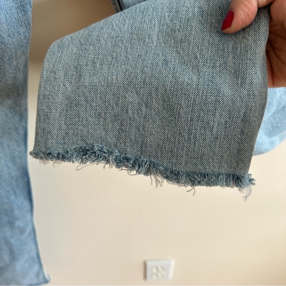 rag & bone Marilyn Distressed Straight Leg Raw Hem Crop Jeans Light Blue 31 NWT - Picture 12 of 15